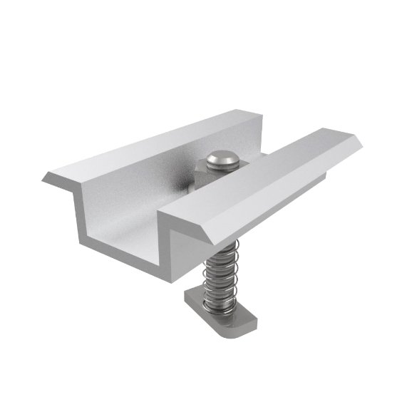 Kit de 1 grapa intermedia. Incluye tornillería a perfil. GRAPA INTERMEDIA (SL005).
Incluye por cada SL005:
   1 ud EH_GRAPA-INTERMEDIA   -> Grapa intermedia
   1 ud EH_TORNILLO_014            -> Cabeza de martillo M-8x45 ; 
   1 ud EH_TUERCA_184               -> Tuerca DIN 6923 biselado M-8
   1 ud EH_MUELLE                        -> Muelle compresión